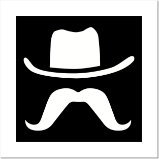 Cowboy Hat and Mustache Silhouette Graphic Posters and Art